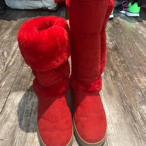 Red Fur-Lined Women's Boots
